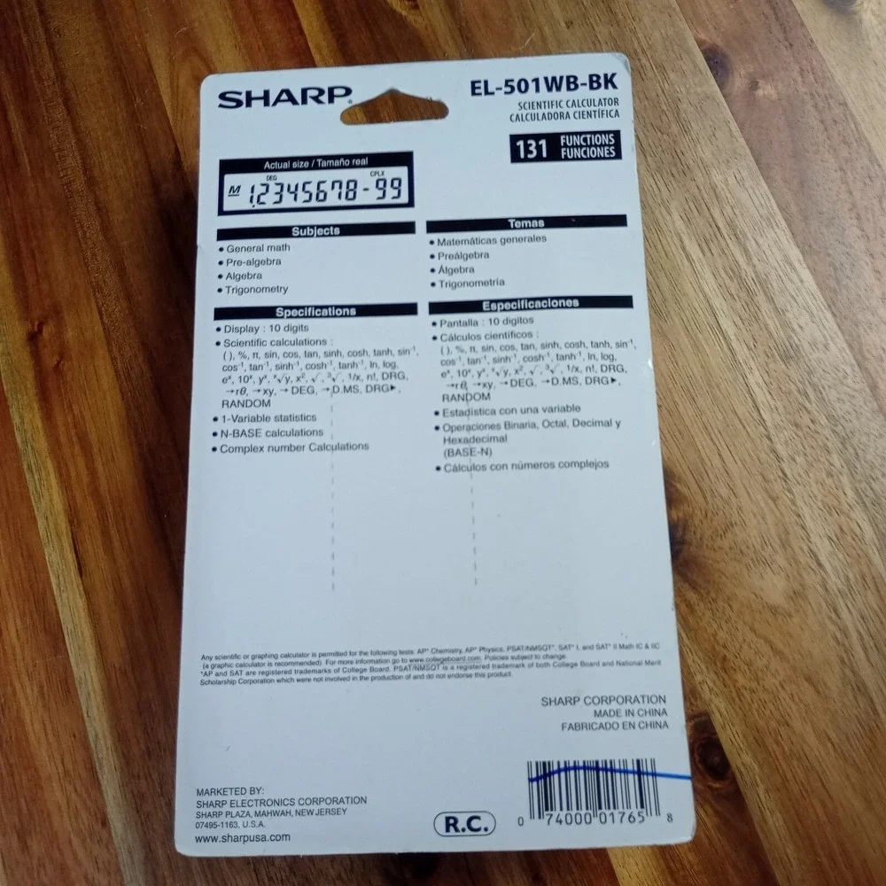 NEW SHARP Calculator Black‎ EL-501WB-BK Chemistry Physics Test Scientific 7-PACK